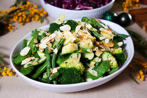 Seasonal Greens with Herb Butter and Almonds